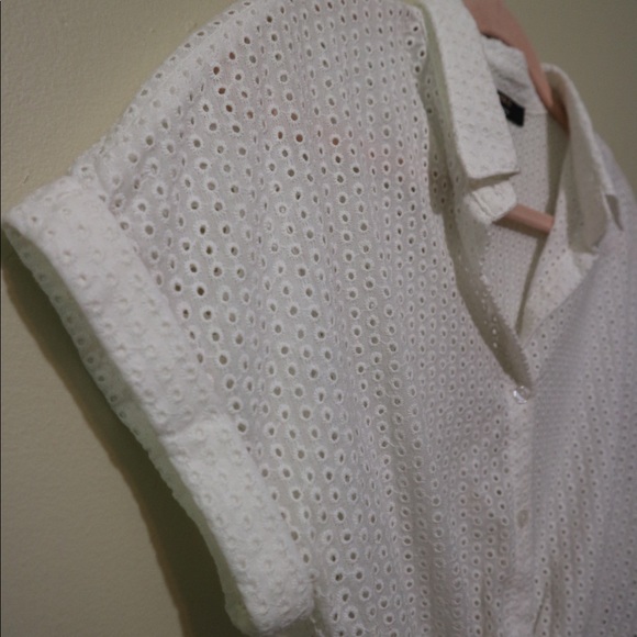 White Broderie Button Front Top - Picture 4 of 4